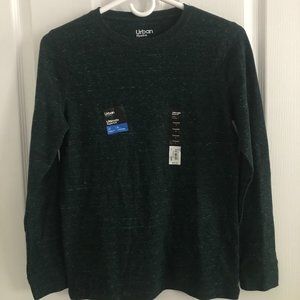 Urban Pipeline large long sleeve crew neck in black with blue stripes - NWT